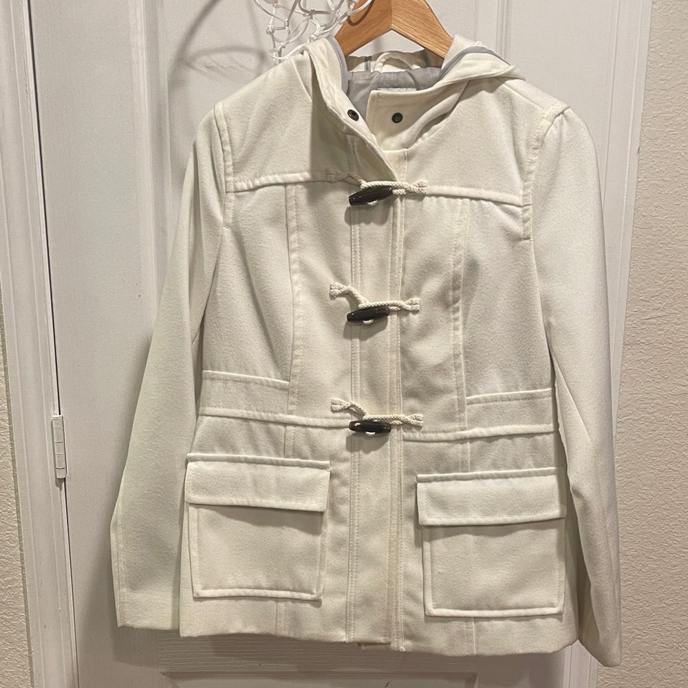 Old Navy Women's Cream/White Hooded Winter Coat